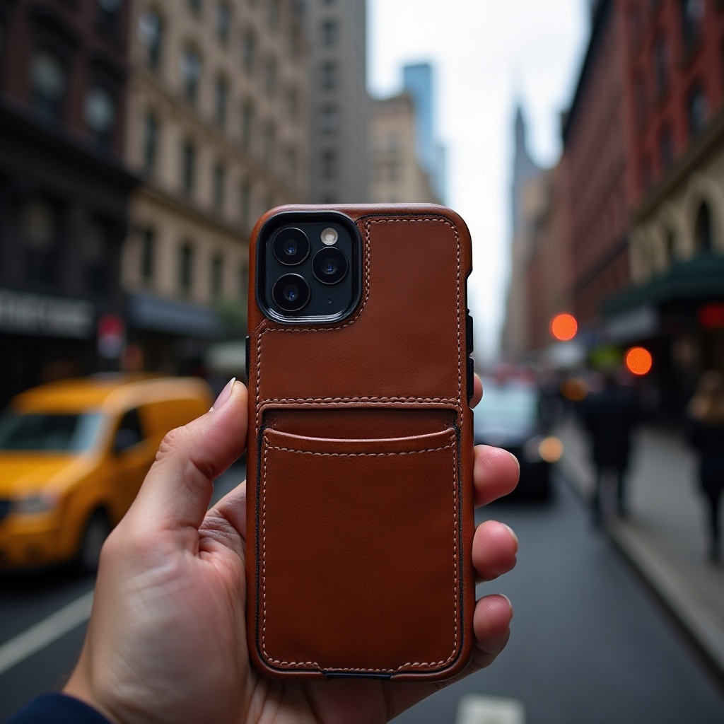 můj newyorský kožený obal na mobilní telefon
